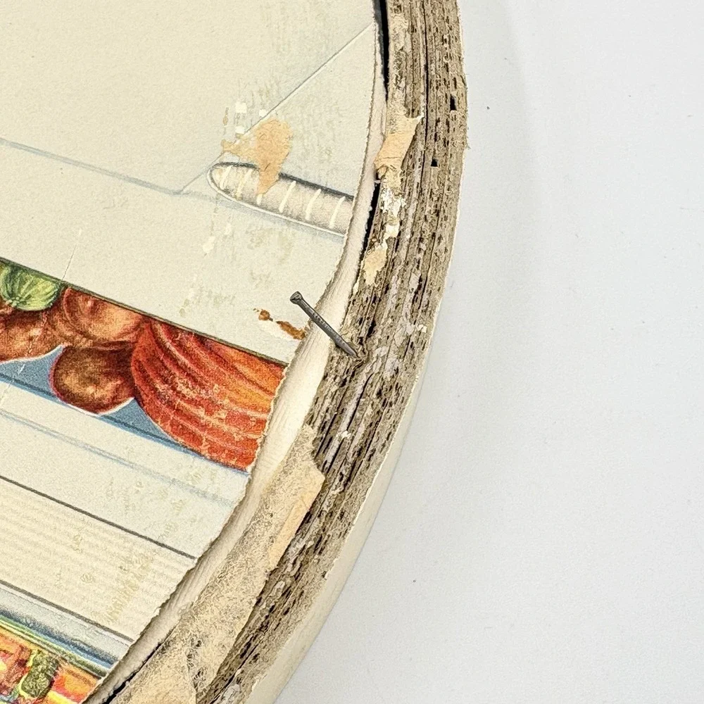 Vintage Oval Cream Gold Painted Wood Picture Frame & Glass 15x10